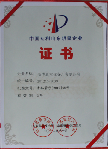 公司被山東省科學(xué)技術(shù)廳，山東省知識(shí)產(chǎn)權(quán)局評(píng)為中國專利山東明星企業(yè)